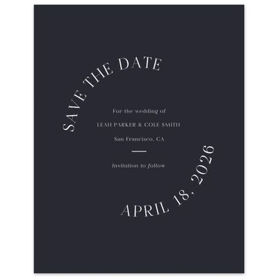 Black Simple Wedding Digital Save the Date - Tarbert Portrait
