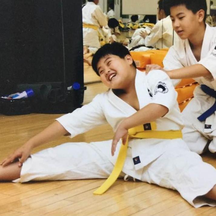 Yong: Very early days of Martial Arts training for Kyokushin Karate-do. He was goofing around. (Kanagawa, Japan)