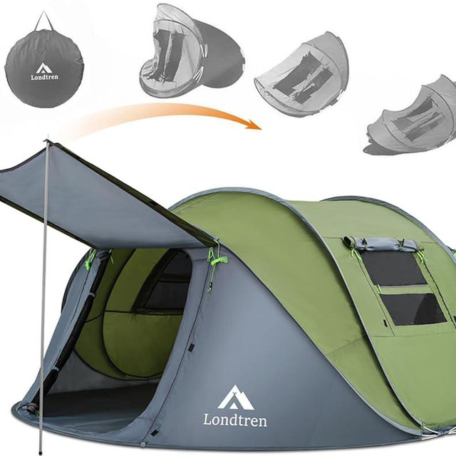 4 Person Easy Pop Up Tent Waterproof Automatic Setup 2 Doors-Instant Family Tents for Camping Hiking & Traveling