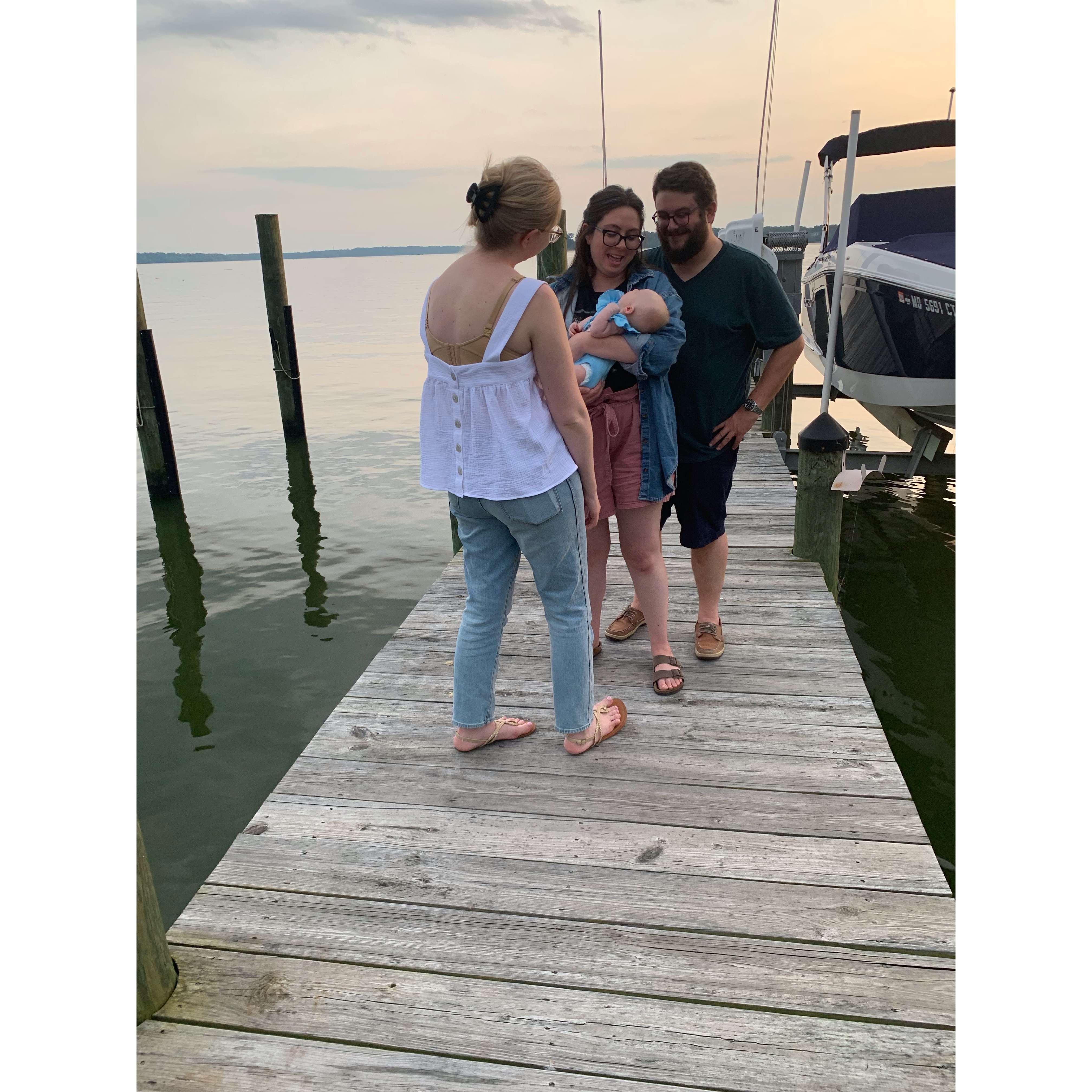 Trying not to drop Emma off the dock...