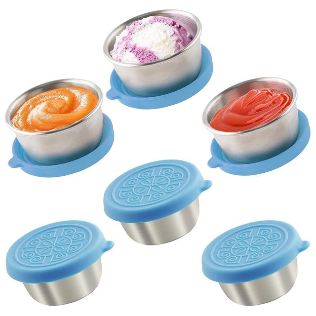 6x1.6 Oz Salad Dressing Containers With Lids, Small Leakproof Reusable Stainless Steel Salad Dressing Container To Go For Lunch Boxes,Sauce containers, Picnics,Travel Meal Prep And Kitchen Storage.
