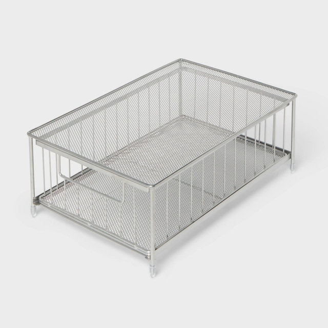 Small Stackable Steel Slide Out Drawer Chrome - Brightroom™