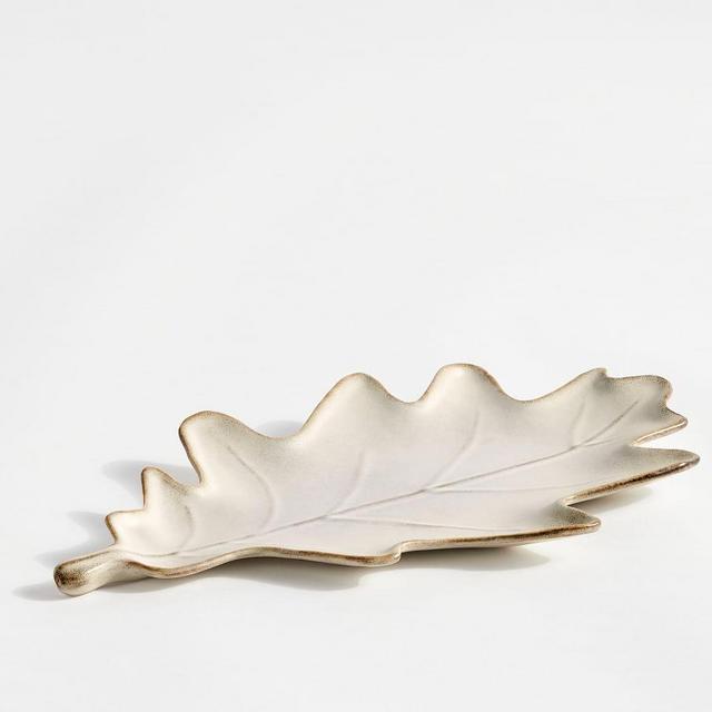 Ridge Leaf Stoneware Serving Platter
