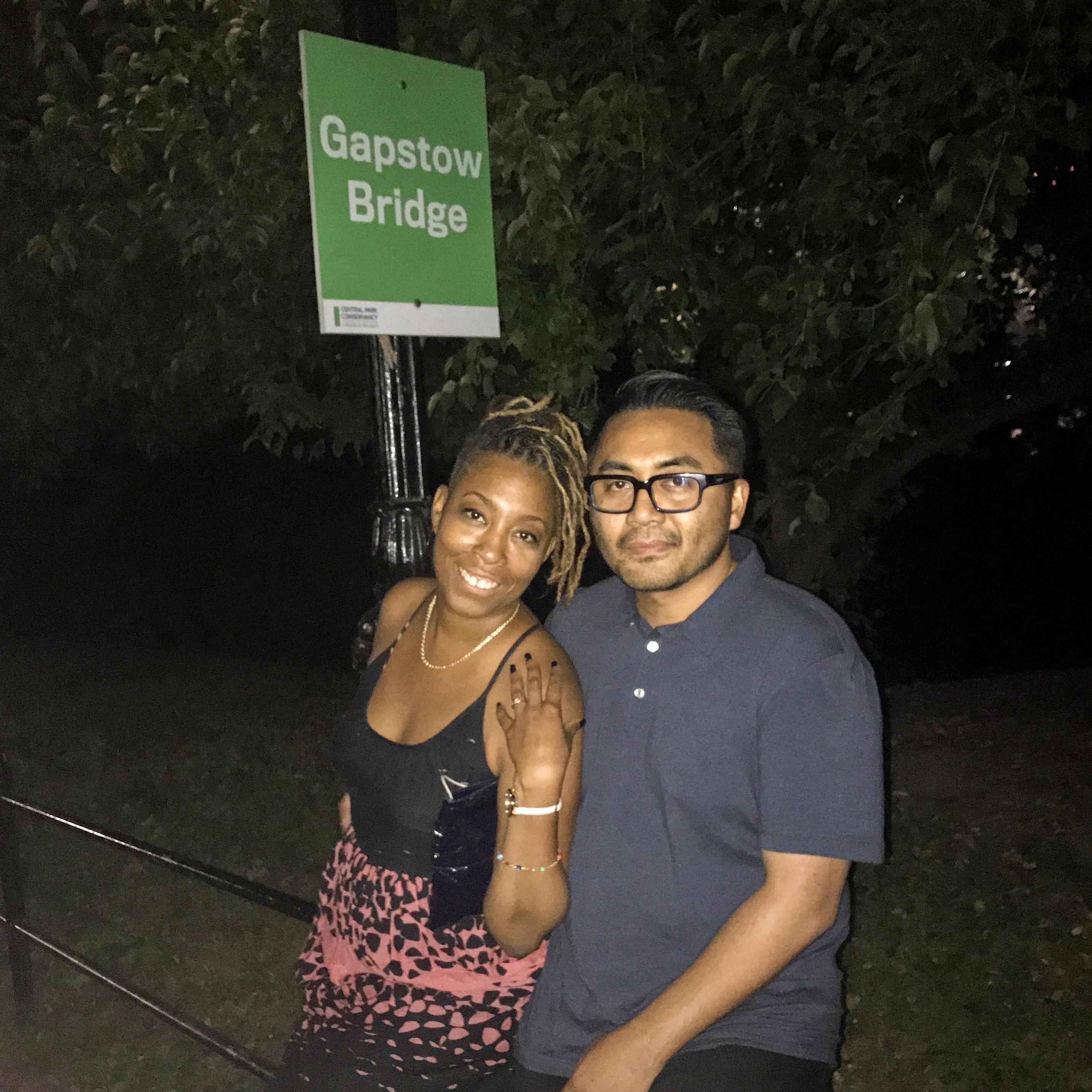 Moments after Rameel proposed — Central Park, NYC