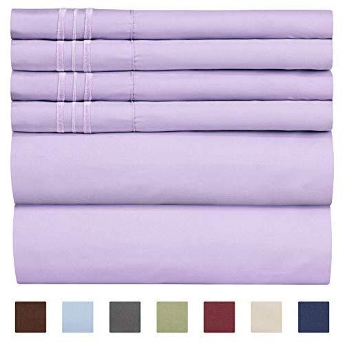 Queen Size Sheet Set - 6 Piece Set - Hotel Luxury Bed Sheets - Extra Soft - Deep Pockets - Easy Fit - Breathable & Cooling Sheets - Wrinkle Free - Comfy - Lavender Sheets - Queens Sheets - 6 PC