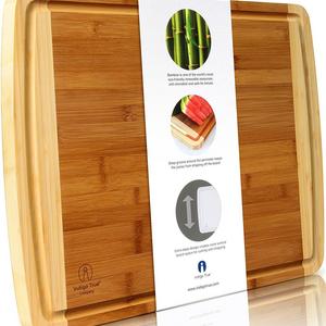 Bamboo Cutting Board EXTRA LARGE - WIDE & THICK | Approx. 18”x14” | Juice Groove | Designed by Indigo True Company