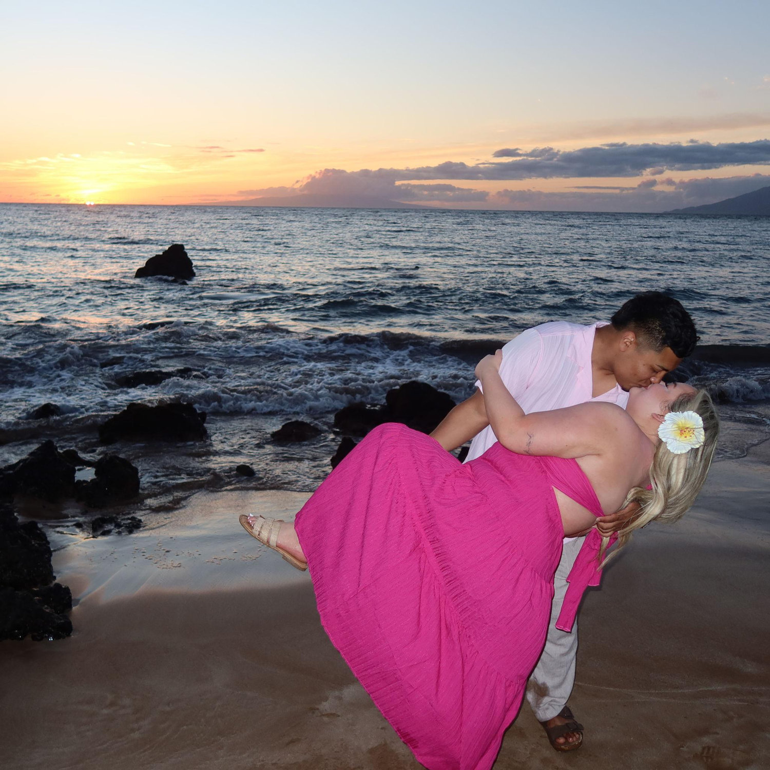 practicing our wedding dip again in Maui