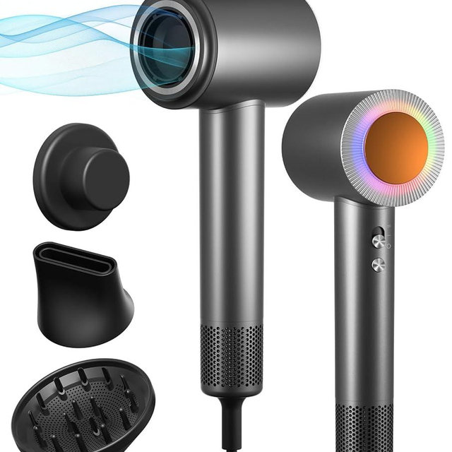 Hair Dryer, 160000 RPM Professional High-Speed Blow Dryer 2 Billion Negative Ionic Care Hair Dryer for Fast Drying, Low Noise Thermo-Control Hairdryer with Magnetic Holder Wall Mount, Diffuser, Nozzle