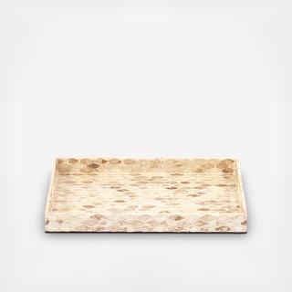 Rectangular Wood Tray With Capiz Shell