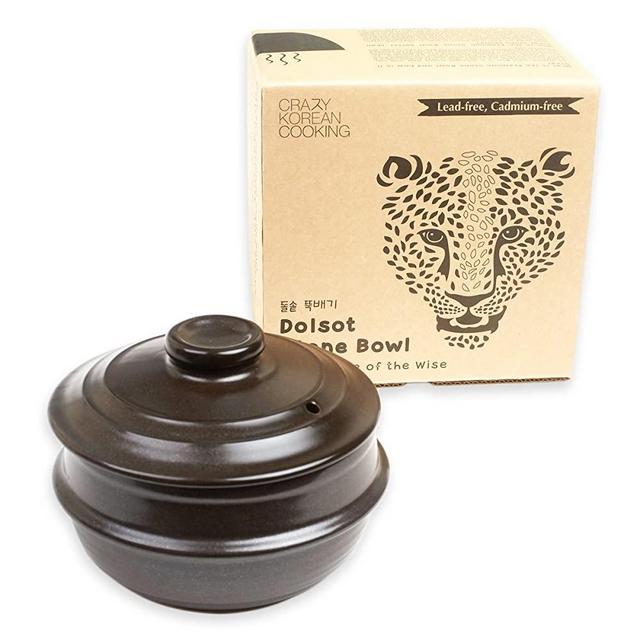 Tiger Dolsot Korean Stone Bowl with Lid (No Trivet) (Size 4)