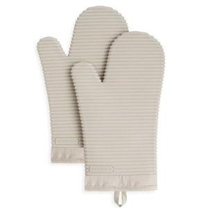 KITCHENAID Ribbed Soft Silicone Oven Mitt 2-Pack Set, 7.5"x13", Milkshake