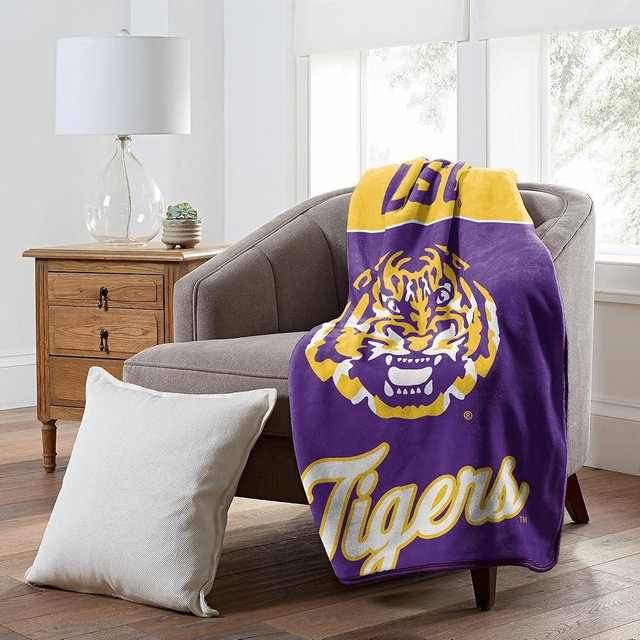 LSU Tigers 46" x 60" NCAA Officially Licensed Throw Blanket – Super Soft Lightweight Fleece Blanket for Game Day, Dorms, Couch, Travel & Tailgating Comfort