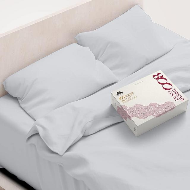 Mayfair Linen Egyptian Cotton California King Bed Sheets - 800 Thread Count 4 PC Silver Bed Sheet for Calking Size Bed, Sateen Weave Deep Pocket Luxury Hotel Sheets, Extra Soft Cooling Sheets