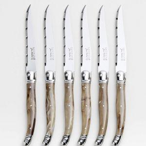 Jean Dubost Laguiole Steak Knives, Dark-Horn Set of 6 | Crate & Barrel