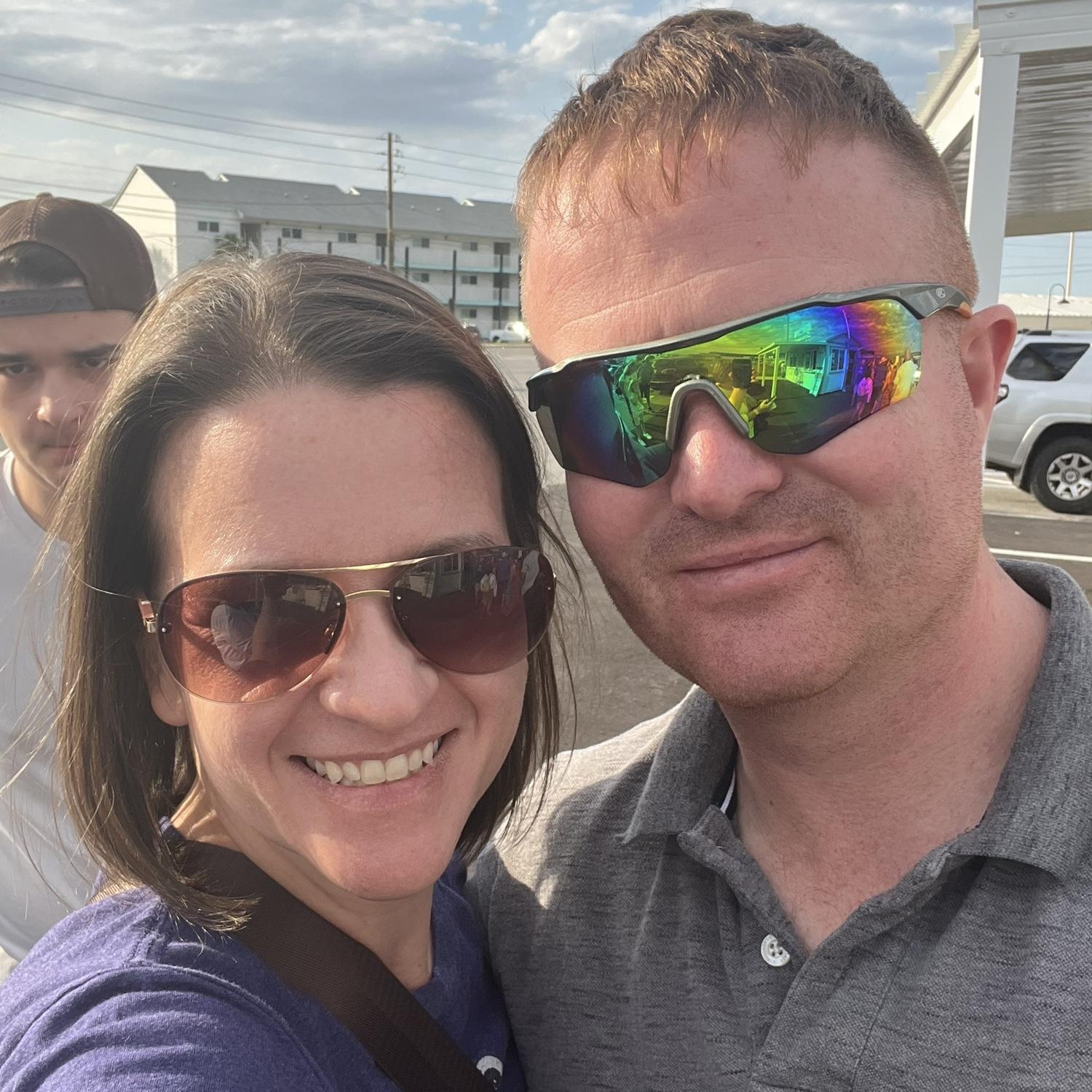 Don't let the photo bomber fool you, he loves us!
