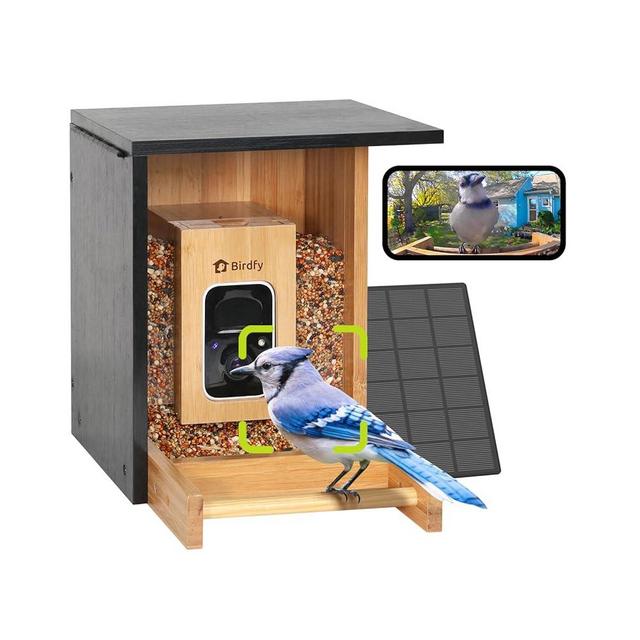 Birdfy AI Smart Bird Feeder with Camera, High-End Bamboo, Mini in Size, Solar Powered, Permanent AI Identifies 6000+ Bird Species with Motion Detection, Ideal Gift Present