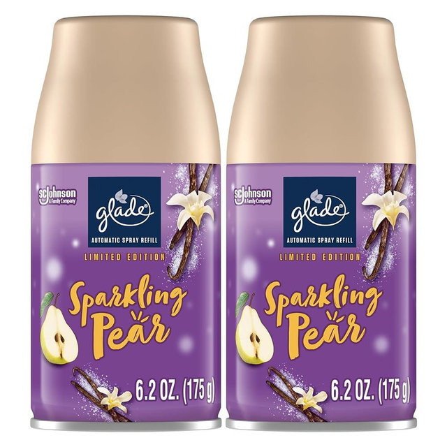 Glade Automatic Spray Refill, Air Freshener for Home and Bathroom, Sparkling Pear, 6.2 Oz, Limited Edition Scent, 2 Count