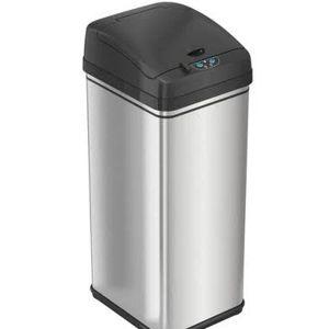 iTouchless - 13 Gallon Touchless Sensor Trash Can with Pet-Proof Lid and AbsorbX Odor Control, Stainless Steel Automatic Kitchen Bin - Silver