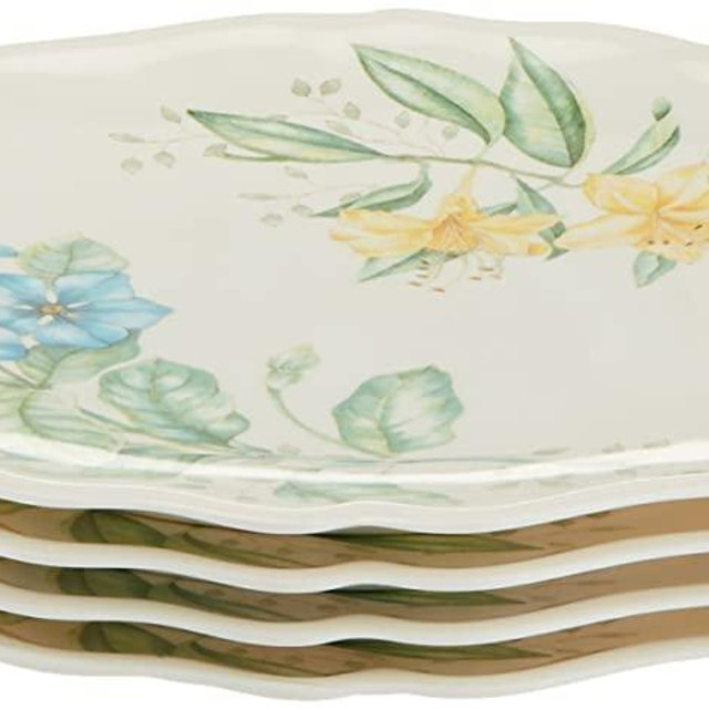 Lenox Butterfly Meadow Melamine Dinner Plates (Set of 4), White