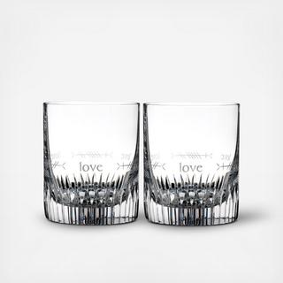 Ogham Love Double Old Fashioned Glass, Set of 2