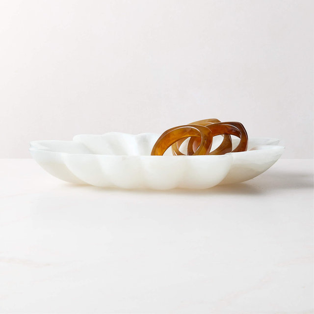 Caspian White Alabaster Decorative Bowl