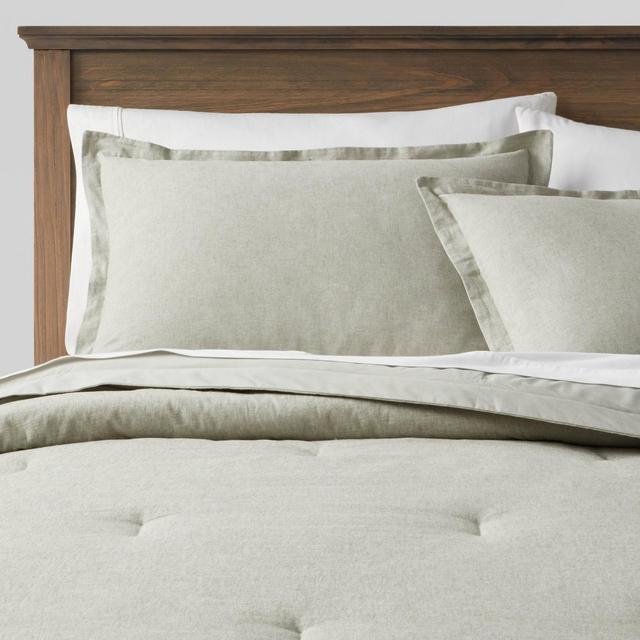 King Cotton Linen Chambray Comforter & Sham Set Moss Green - Threshold™