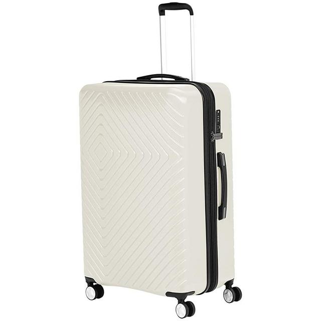 AmazonBasics Geometric Travel Luggage Expandable Suitcase Spinner with Wheels and Built-In TSA Lock, 31.3-Inch - Cream