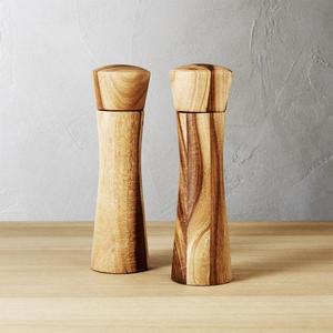 CB2 - Set of 2 cinch acacia short salt-pepper mills