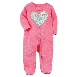 carter's® Size 3M Heart Sleep and Play Zip-Up Footie in Pink