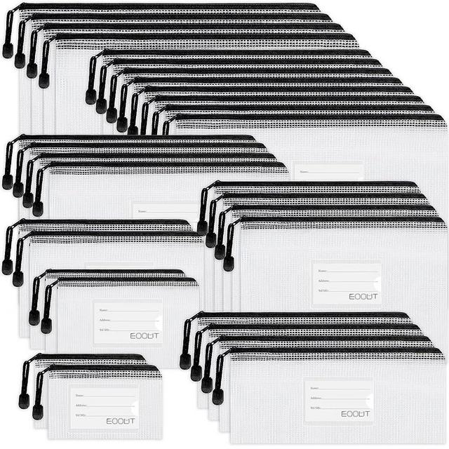EOOUT 30pcs Mesh Zipper Pouch, Organizer Bags, Waterproof Zipper Pouch for Organizing Storage, Plastic Zip File Docunment Folders, Clear Puzzle Storage for Office Supplies