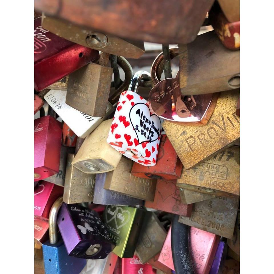 Locking our love on the Koln Love Lock Bridge