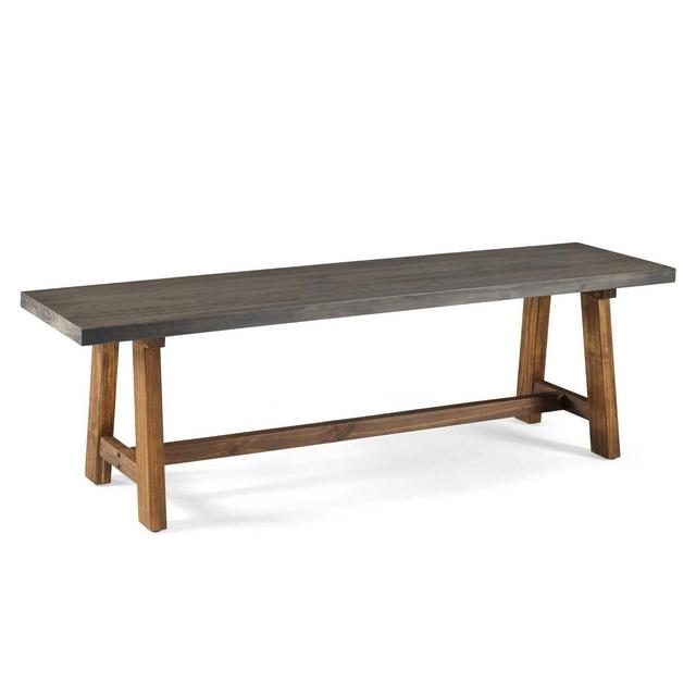 60" Solid Wood Dining Bench Gray/Brown - Saracina Home