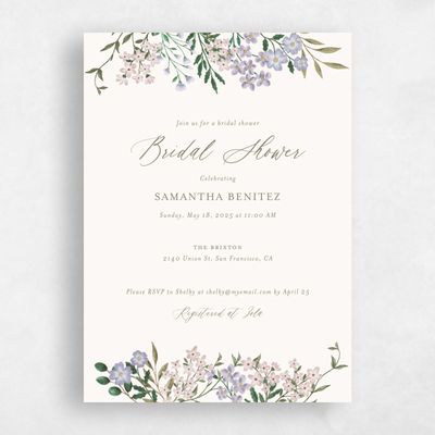 Lavender, Purple Wedding Wedding Shower Invitation - Lombardy Portrait