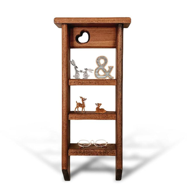 Vintage Heart Trinket Shelf, Shelves for Wall Decor, Wooden Floating Shelves, Narrow Ladder Walls Rack, Wall Mounted Decorative Organizer, for Bedroom, Living Room, Bathroom, Kitchen