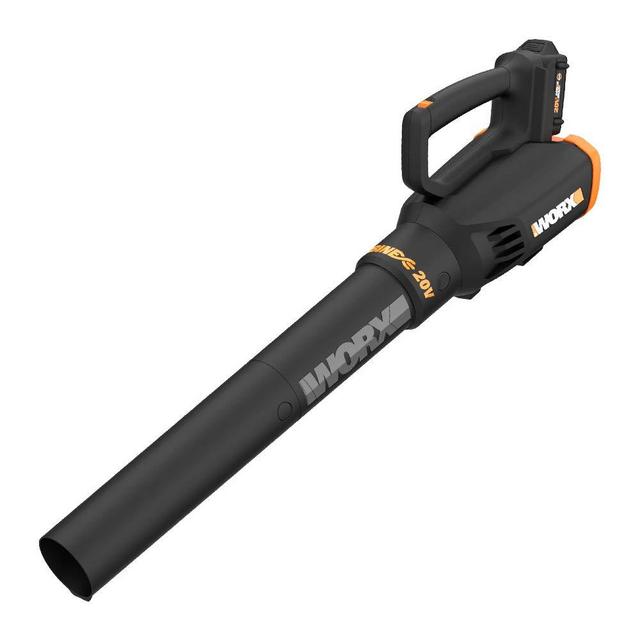 WORX WG547 20V (2.0Ah) Power Share Cordless Turbine Blower, 2-Speed, Battery and Charger Included, Black/Orange