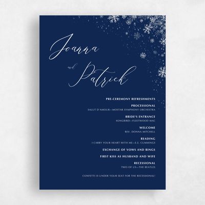 Navy, Blue Wedding Program - Glacier
