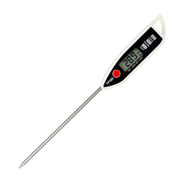 Wisebee Digital Meat Thermometer, Instant Read, ℃/℉ Switch, Long Stainless Steel Probe, Battery Powered, Food Thermometer for Cooking, Baking, Steak, Grilling and Frying (White)