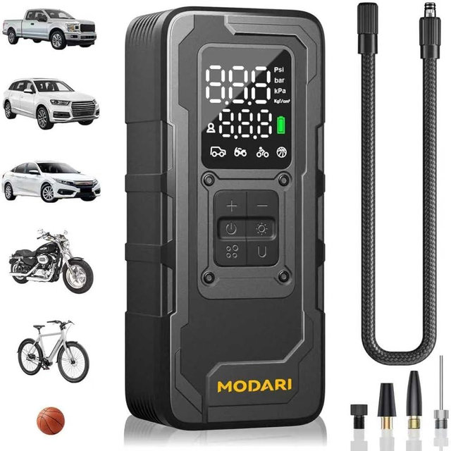 Tire Inflator Portable Air Compressor, Up to 160 PSI Car Tire Inflator, Cordless Air Pump, Portable Tire Pump with Gauge - Portable Tire Inflators for Car, Light Pickup, Bike and More