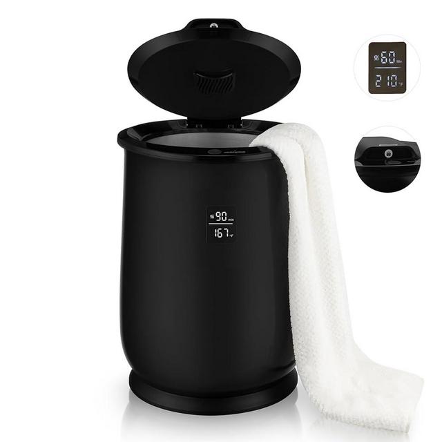 Towel Warmer, Upgraded 20L Capacity Towel Warmers for Bathroom, Luxury Towel Warmer Bucket with Child Safety Lock for Blankets, Bathrobes, PJs, and More (4 Timer Settings, Auto Shut Off, BLACK)