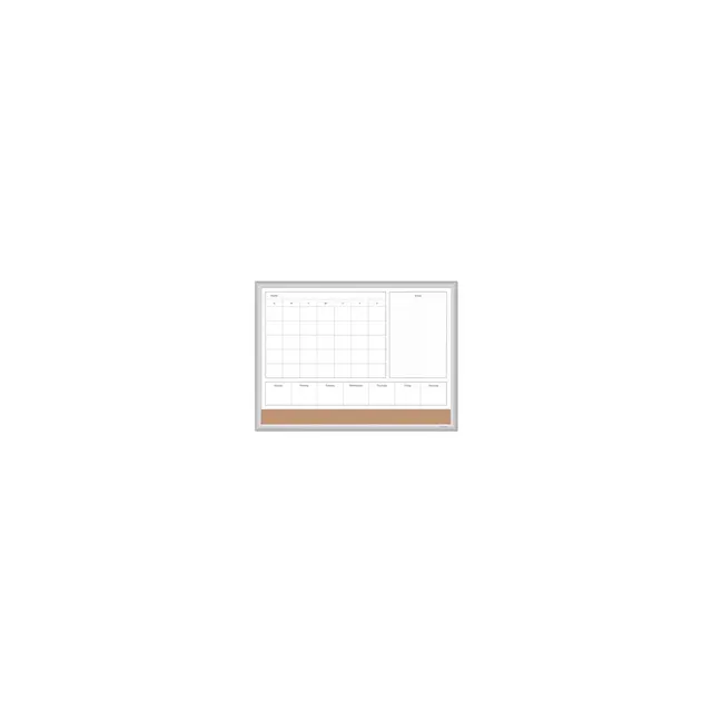 U Brands 4N1 Magnetic Dry Erase Combo Board, 23 x 17, Tan/White Surface, Silver Aluminum Frame