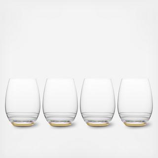 Lux Gold Stemless Wine Glass, Set of 4