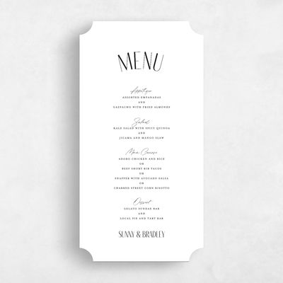 White Ticket Wedding Menu - Lark
