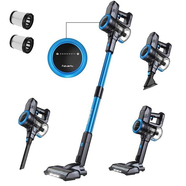 FABULETTA Cordless Vacuum Cleaner, 6 in 1 Lightweight Stick Vacuum Cleaner, 24Kpa Powerful Suction 250W Brushless Motor, for Pet Hair Hard Floor Carpet, Max 45 Min Runtime, Led Display, Blue