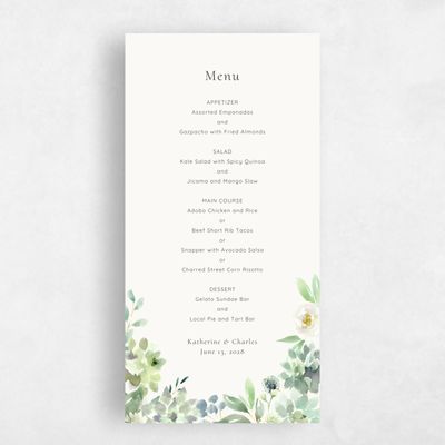 Green Greenery Wedding Menu - Cricket