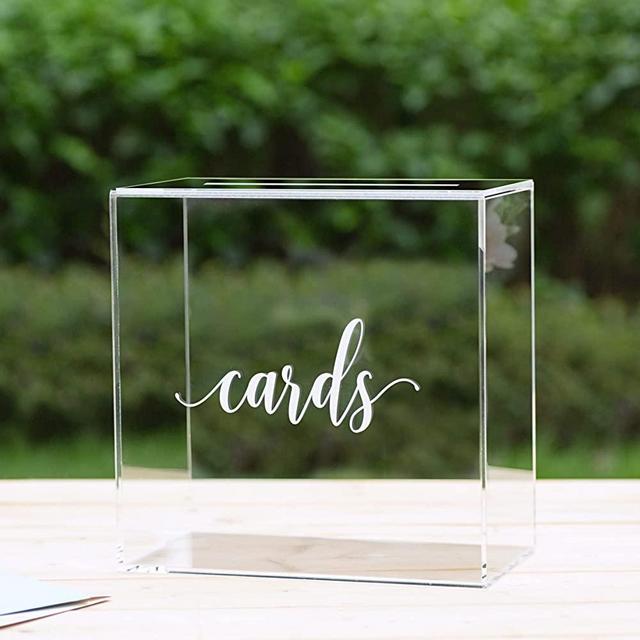 UNIQOOO Elegant Clear Acrylic Wedding Card Box, Large 10x10x5.5 inch | Wedding Receptions Wishing Well Money Box, Birthdays, Memory Box