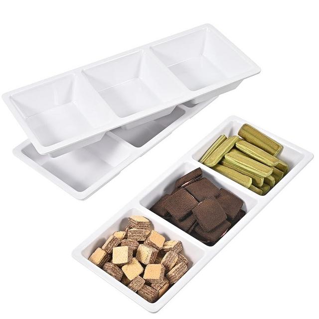 Blue Boat Divided Melamine Serving Platter Set of 3, Stackable, Easy to Clean, Dishwasher Safe, Housewarming Gift, All Seasons, Appetizer, Snack, Fruit, Cheese, Charcuterie (3, 14.5“ x 4.9“)