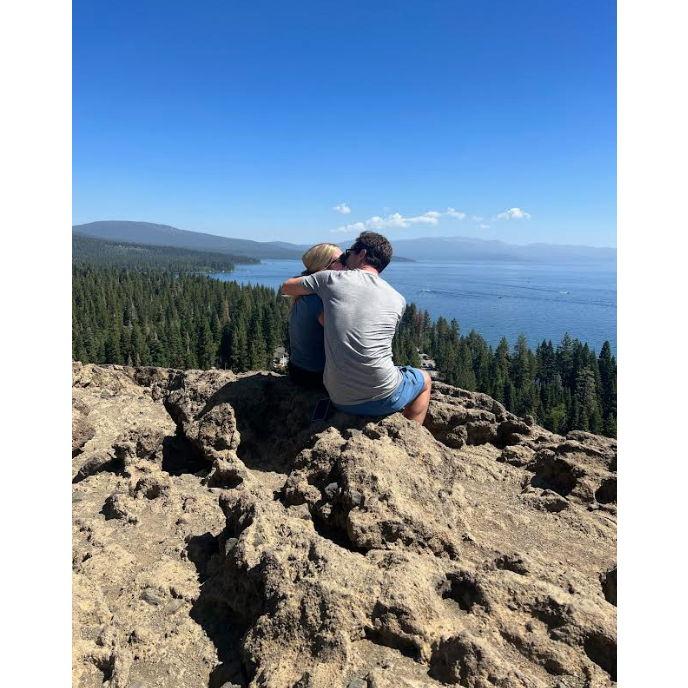The moment we got engaged on top of Eagle Rock in one of our favorite places, Lake Tahoe