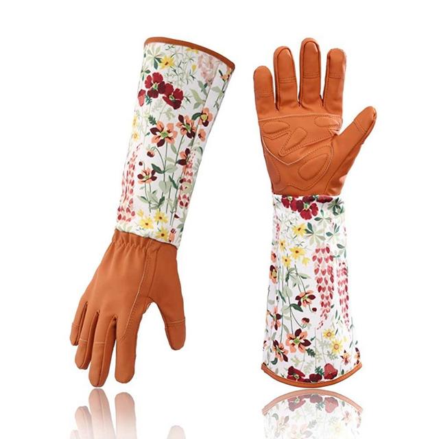USAMYNA Printed Gardening Gloves Long Sleeves Wrist Protection Garden Labor Flowering Pruning Rose Gardener Protective Gloves Unisex A Pair