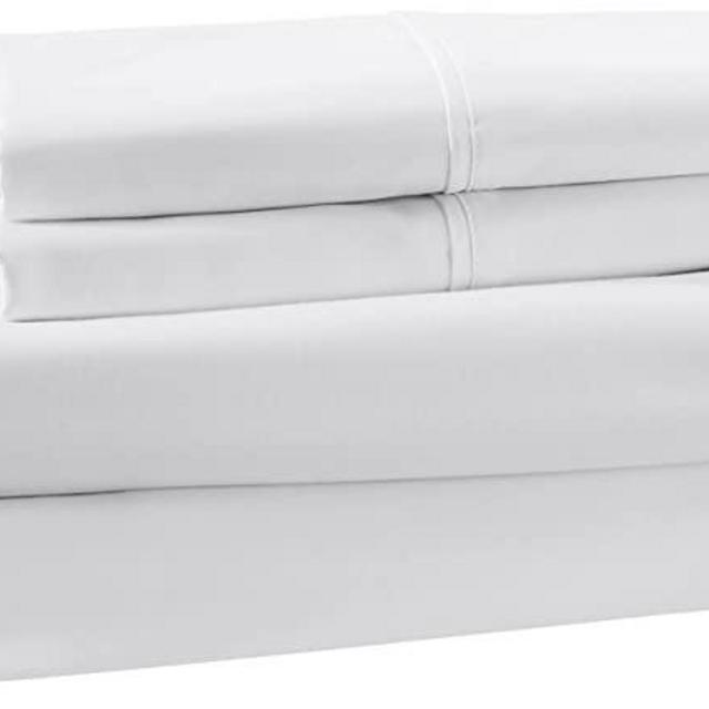 Amazon Aware 100% Organic Cotton 300 Thread Count Sheet Set - White, Queen