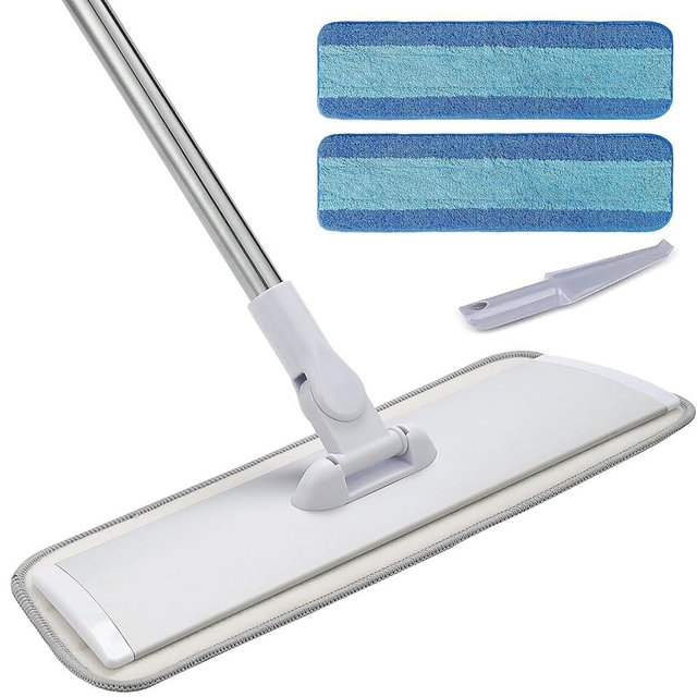 18" Professional Microfiber Mop Floor Cleaning mop, Flat Mop with Stainless Steel Handle,2 Reusable Washable Mop Pads and mop Pads,Microfiber Mop for Hardwood, Laminate, Tile Floor Cleaning
